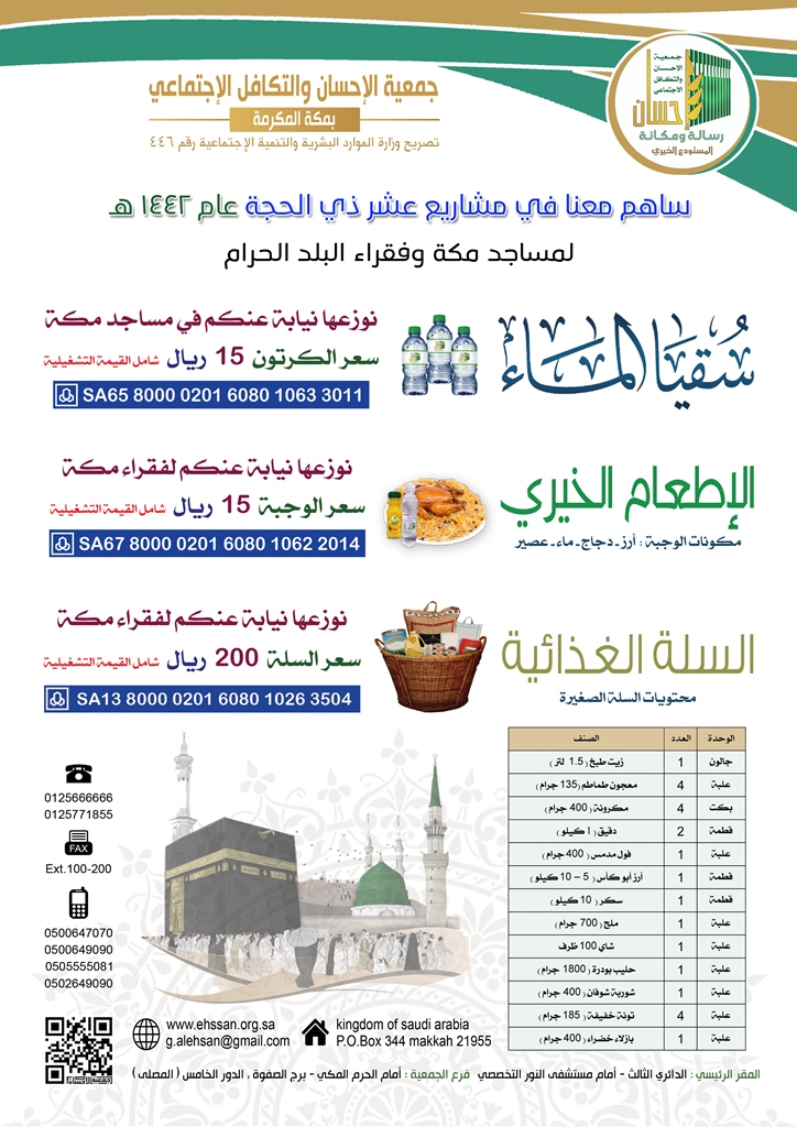 مشاريع عشر ذي الحجة .. تستهدف فقراء البلد الحرام