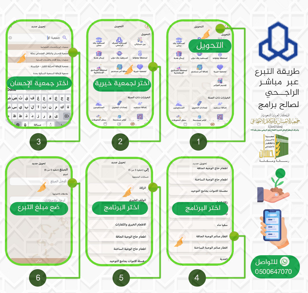 جمعية الإحسان بمكة توضح طريقة التبرع لبرامجها عبر مباشر الراجحي