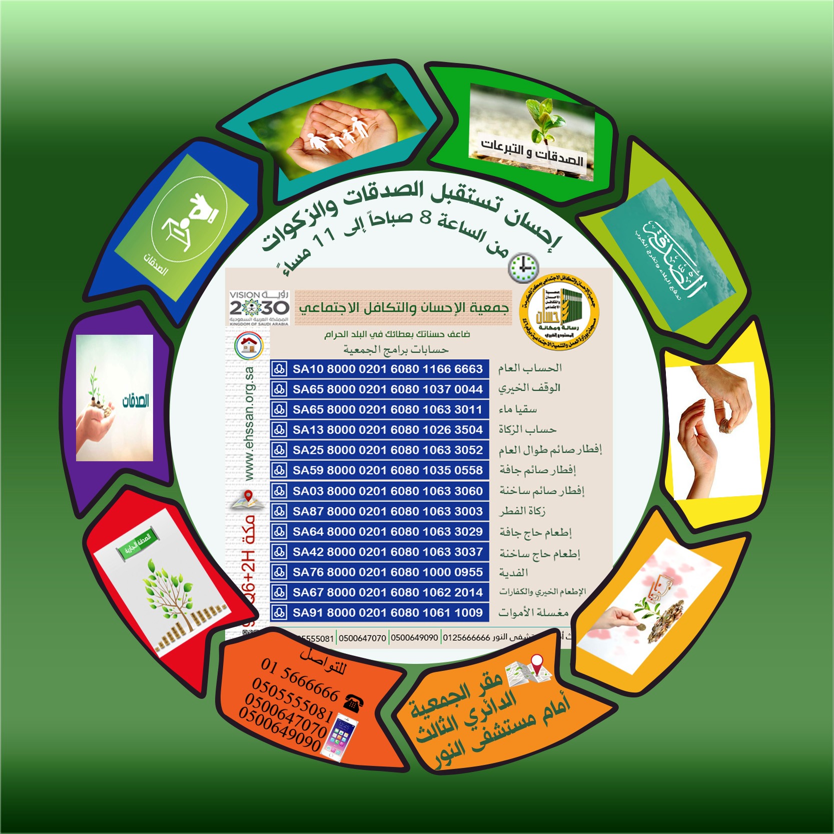 (إحسان) تستقبل الصدقات والزكوات من 8 صباحاً إلى 11 مساءً